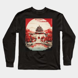 Beijing China Vintage Poster Tourism Long Sleeve T-Shirt